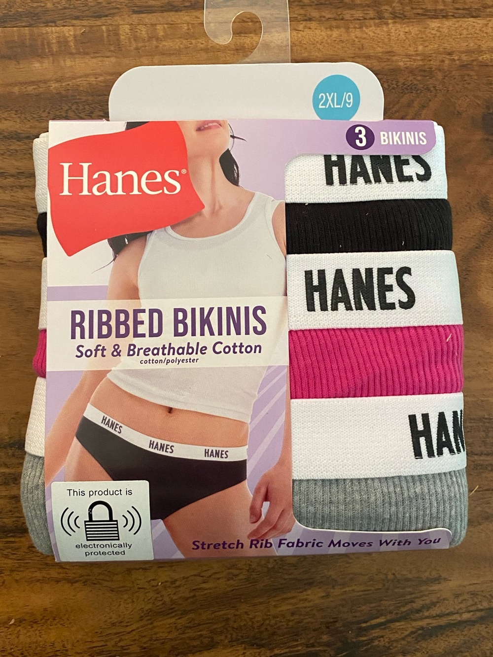 Hanes 3-Pack Ribbed Bikinis 2XL/9